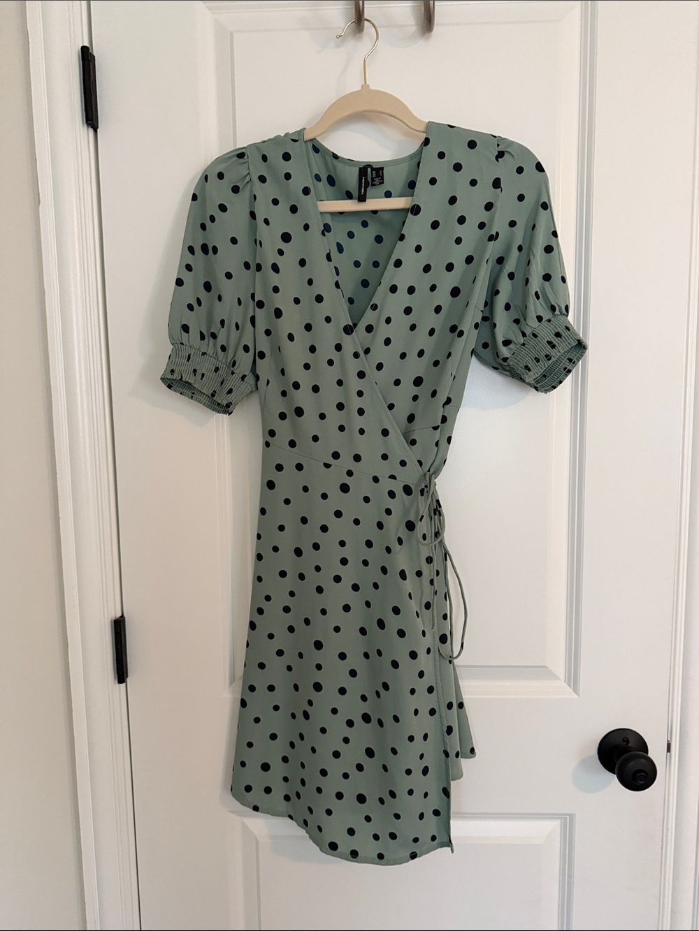Vero moda Polka Dot Wrap Dress in Sage Green size small